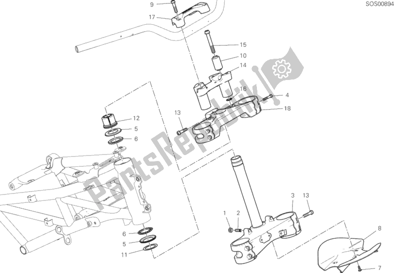 Todas as partes de Conjunto De Base Da Cabeça De Direção do Ducati Multistrada 950 S SW Brasil 2020